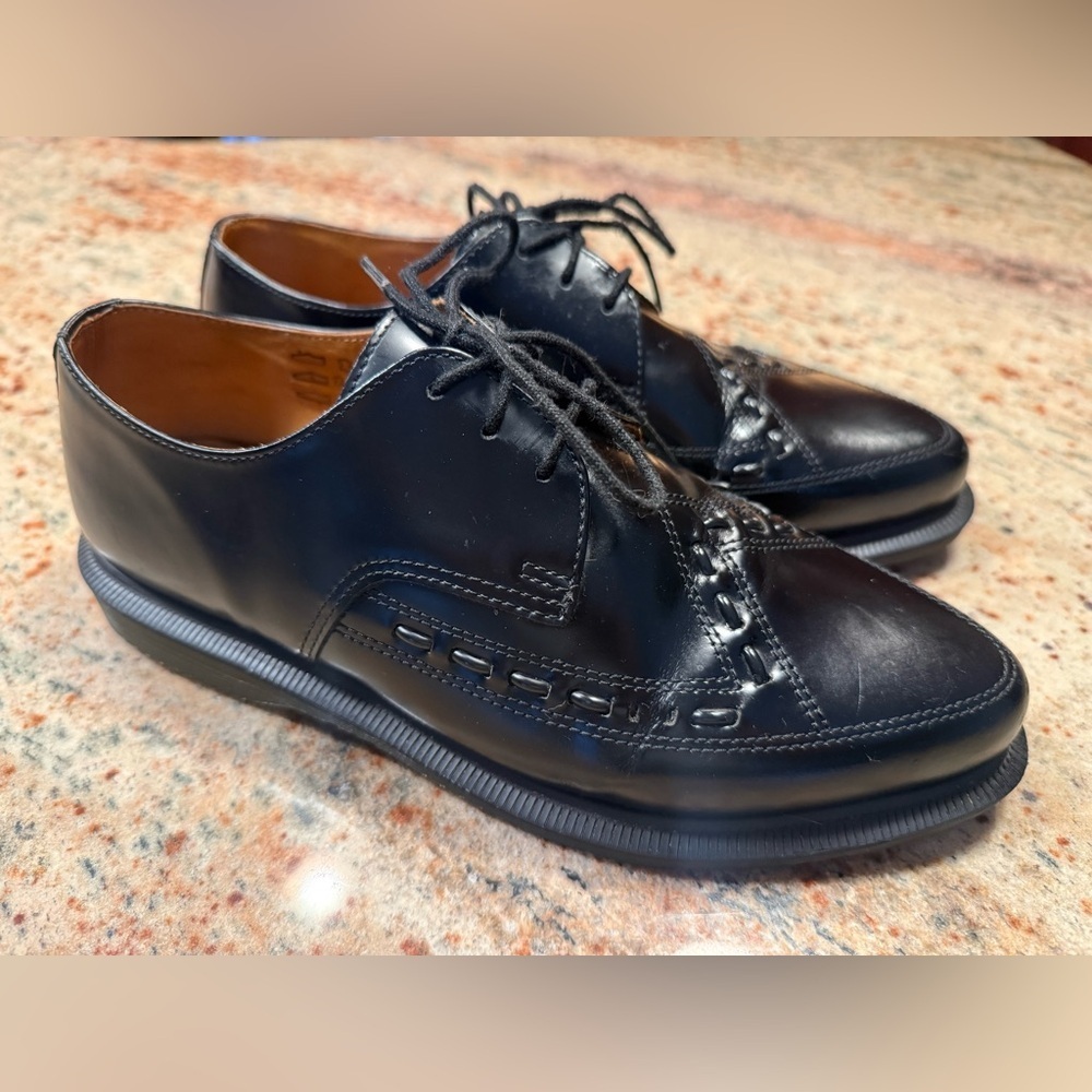 Dr Martens Ally Black Leather Derby Creeper Wingtip Shoes Men’s Size 7/Women’s 8
